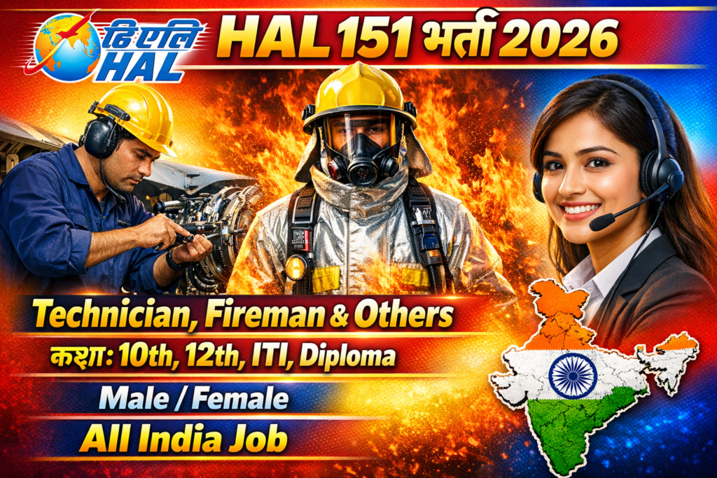 HAL Recruitment 2026: 151 टेक्नीशियन, फायरमैन एवं अन्य पदों पर नई भर्ती, ऑनलाइन आवेदन शुरू